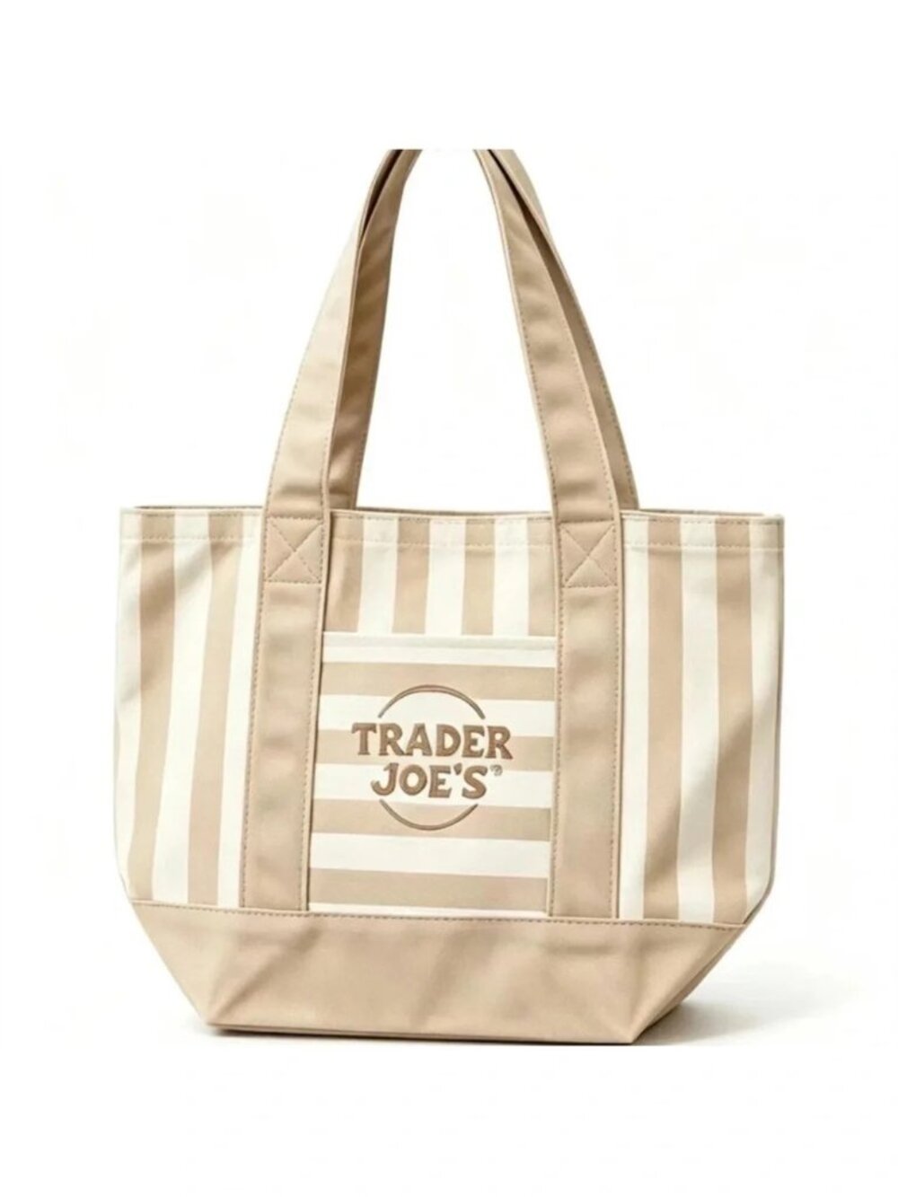 Trader Joe's Beige & Cream Stripe Mini Tote Bag - New with Tag